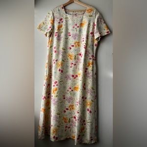 Vintage Talbots Silk Full Length Flower Dress
